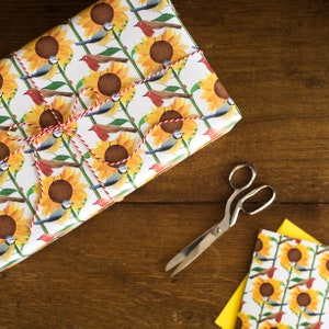 Sunflower Birds Luxury Gift Wrap Pack - 100% Recycled Wrapping Paper
