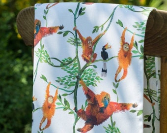 Swinging Orangutans Organic Cotton Tea Towel / Dish Towel