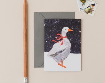 Snowy Goose Mini Christmas Card