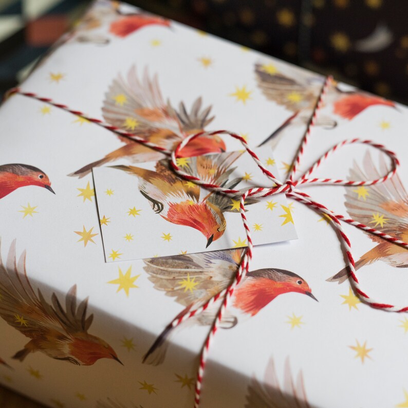 Starry Robins Luxury Gift Wrap Pack 100% Recycled Wrapping Paper image 3