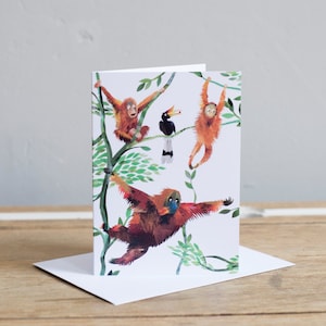 Swinging Orangutans Greetings Card image 1