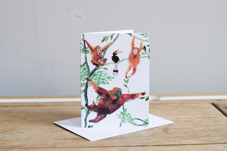 Swinging Orangutans Greetings Card image 1