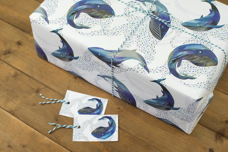 Whales in the Water Luxury Gift Wrap Pack 100% Recycled Wrapping Paper image 3