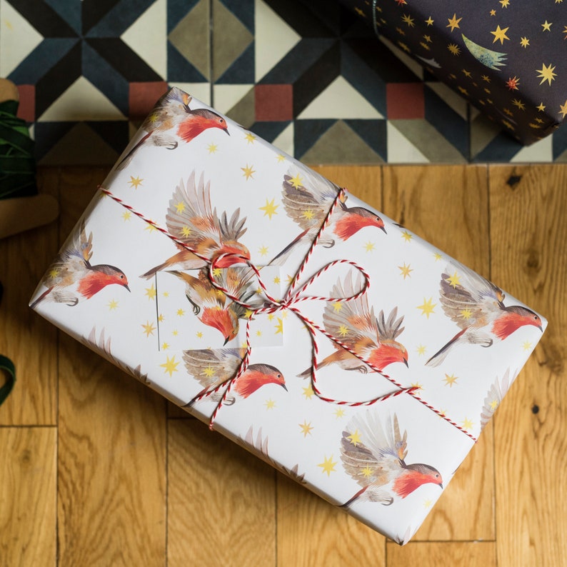 Starry Robins Luxury Gift Wrap Pack 100% Recycled Wrapping Paper image 2