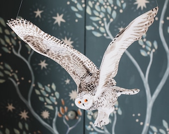 Snowy Owl Decorative Bird Art - decoration to hang in your home or window