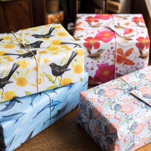 Blackbirds and Buttercups Luxury Gift Wrap Pack 100% Recycled Wrapping Paper image 2