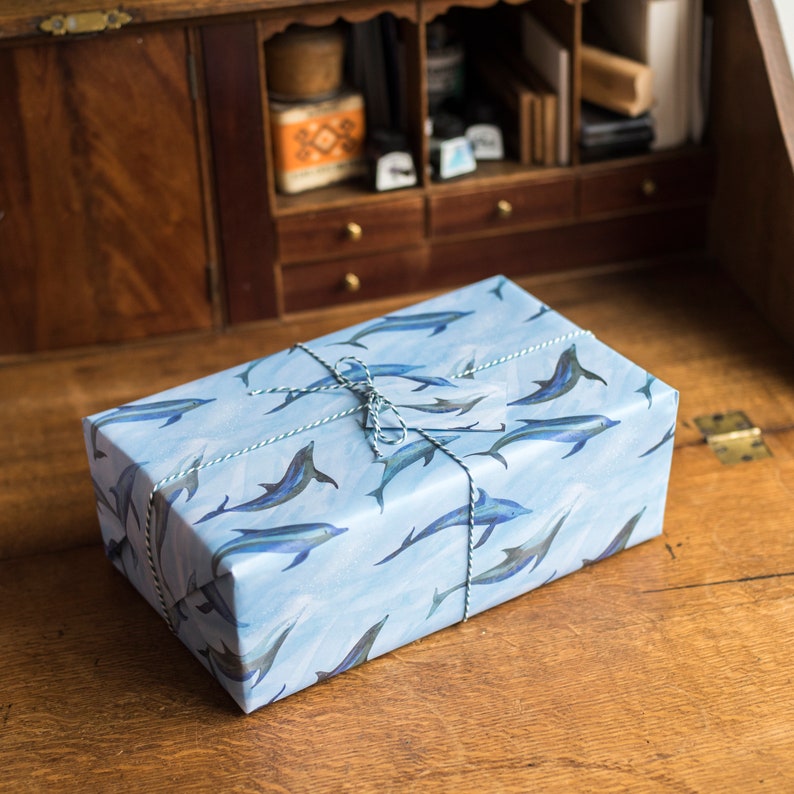 Dancing Dolphins Luxury Gift Wrap Pack 100% Recycled Wrapping Paper image 2