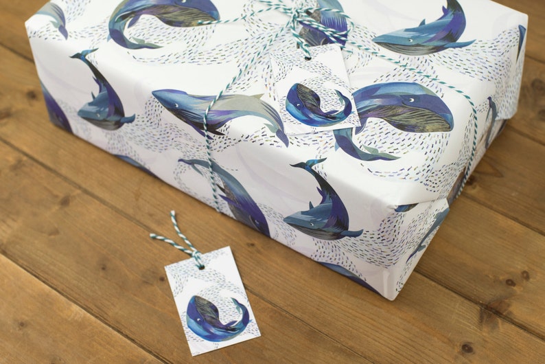 Whales in the Water Luxury Gift Wrap Pack 100% Recycled Wrapping Paper image 2