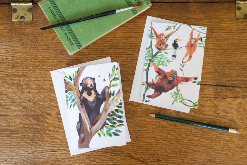 Swinging Orangutans Greetings Card image 2