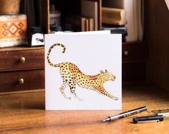 Leopard Greetings Card - Blank Inside, Recycled Card