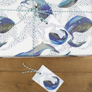 Whales in the Water Luxury Gift Wrap Pack 100% Recycled Wrapping Paper image 1