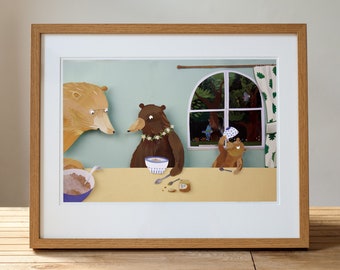 The Three Bears Illustration Art Print