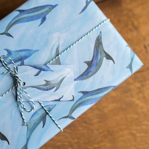 Dancing Dolphins Luxury Gift Wrap Pack 100% Recycled Wrapping Paper image 1