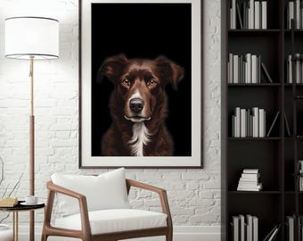digital download Brown dog with black background, dog wall art, printable art, digital printable, digital wall art, dog, brown dog