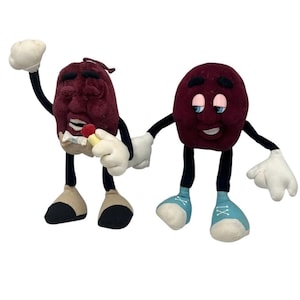 Vintage California Raisins 1988 Poseable Plush Toy Figures Applause Lot of 2