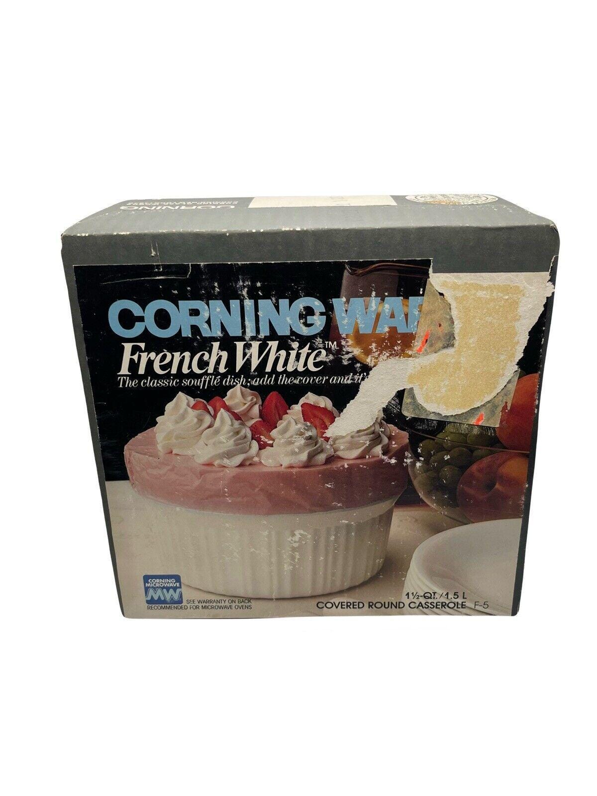 Vintage Corning Ware French White F-5 Covered Round Casserole Dish Deadstock NEW