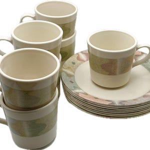 Vintage Corelle Corning Mirage 15-teiliges Set mit 8 6-Zoll-Speisetellern und 7 Tassen