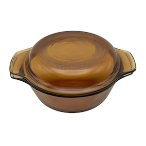Vintage Anchor Hocking #472 Amber Brown Baking Casserole Dish W/ Lid USA Used