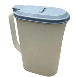 Tupperware Slim Line 2 Quart Pitcher 2009C-1 W/ Blue Flip Top Lid 2010B-1 USA