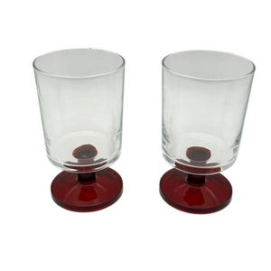 Set of 2 Vintage Cavalier Ruby Red Wine Glasses Cristal DArques France