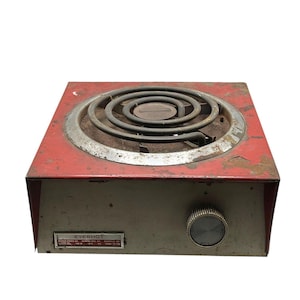 Estufa eléctrica portátil de sobremesa vintage EVERHOT Manning-Bowman Red