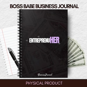 EntreprenuHER Motivational Boss Babe Planner | Ruled Line, Business Planner Journal, Girl Boss Gift, Inspirational Notebook, Office Supplies