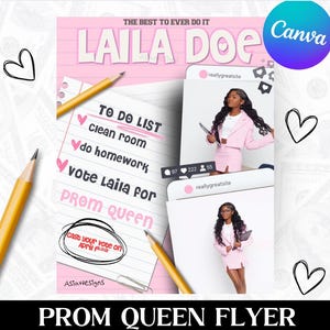 Pink Prom Queen flyer , Homecoming Flyer , homecoming campaign flyer  Vote Homecoming, HOCO Flyer