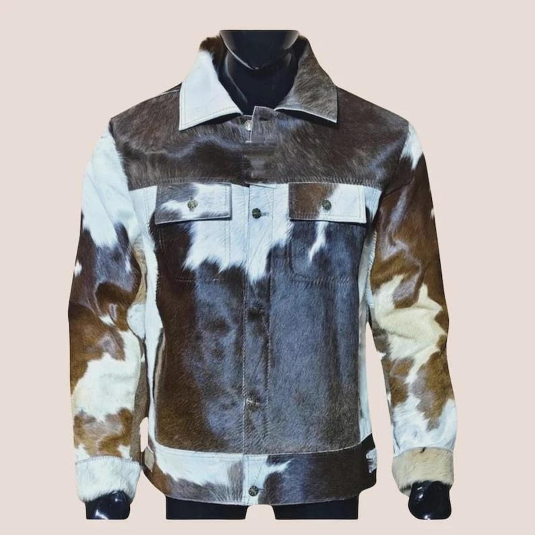 Genuine Cowhide Leather Jacket Natural Hair-on Cow Skin Gift for Her ...