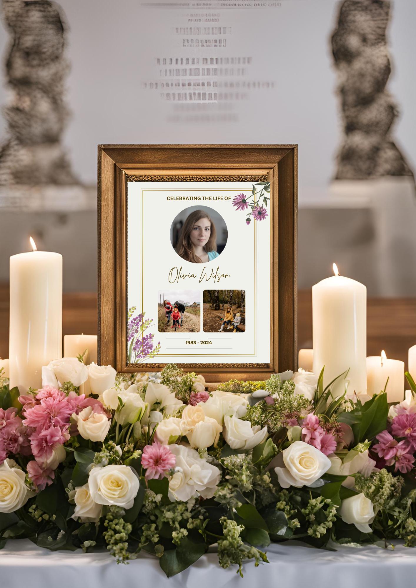Memorial Picture Sign Template, Customizable Memorial Photo, Printable ...