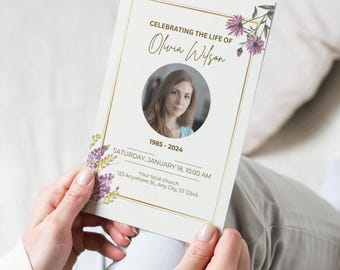 Modèle de programme de funérailles, Modèle d'ordre de service modifiable, Célébration de la vie, Programme de funérailles commémoratives, Programme À la mémoire des femmes