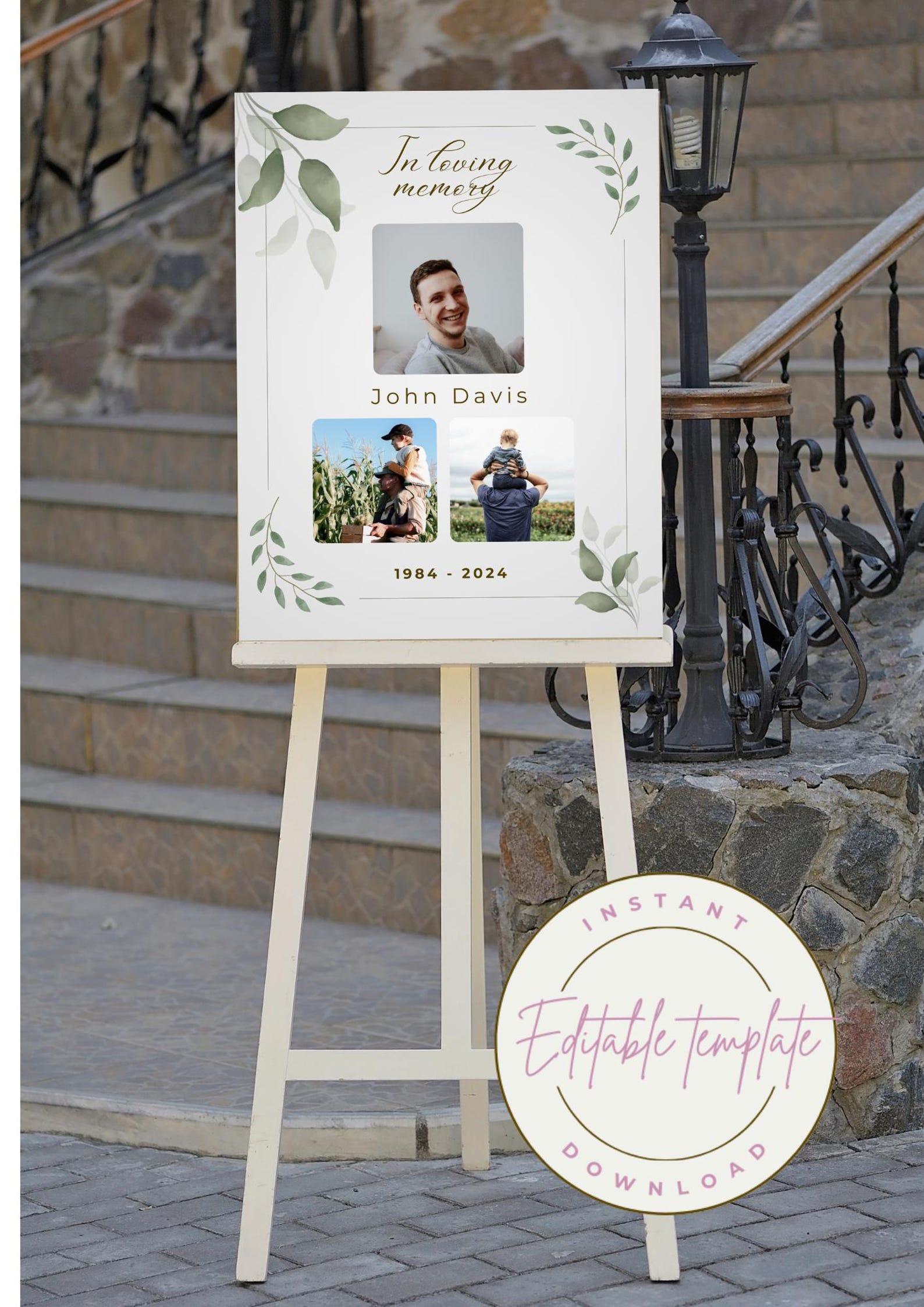 Funeral Sign Template, Custom Memorial Service Sign, Celebration of ...