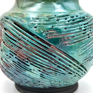 Textured Raku Vase | Raku Pottery| Copper and Blue Vase | Copper Vase ...