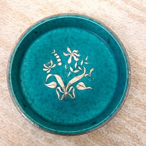 Vintage 6in Gustavsberg Argenta Pottery Sterling Silver Sweden Wilhelm Kage Dish