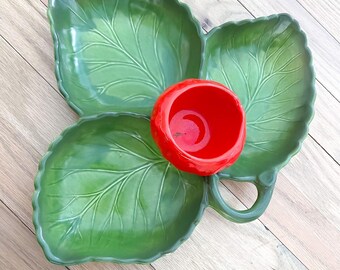 Vintage Metlox Poppytrail California Strawberry Divided Serving Bowl Pottery