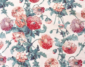 Vintage Brunschwig & Fils Uppark Poppies Fabric BY THE YARD Floral Matelase 1988