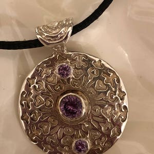 Amethyst and Silver Pendant Purple Gemstone February Birthstone, Handcrafted Silver Jewelry, Valentines Day Gift for Her Gift for Mom