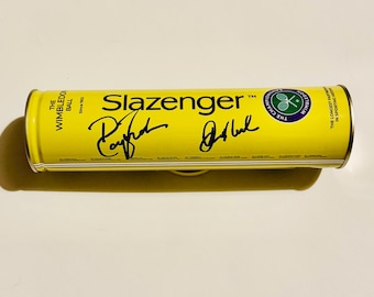 Roger Federer & Rafael Nadal Wimbledon Tennis Ball Tube Autographed With COA