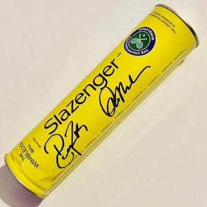 Roger Federer & Rafael Nadal Wimbledon Tennis Ball Tube Autographed With COA