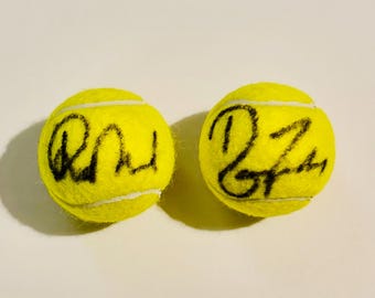 Rafael Nadal & Roger Federer Wimbledon Tennis Balls Autographed With COA