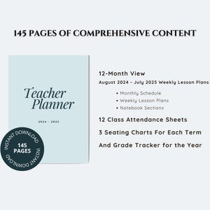 2024-2025 Teacher Planner 145-page Academic Organizer August July ...