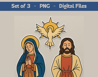 Christliche Aufkleber-Set — Jesus, Mary & Holy Spirit Vinyl-Abziehbilder