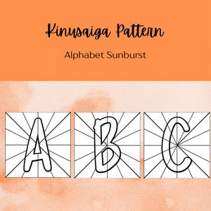 Kinusaiga-Alphabet-Sonnenstrahlmuster, Kinusaiga-Alphabet-Bundlemuster, Kinusaiga-Buchstabenmuster, Kinusaiga-Muster, Kinusaiga-Vorlage