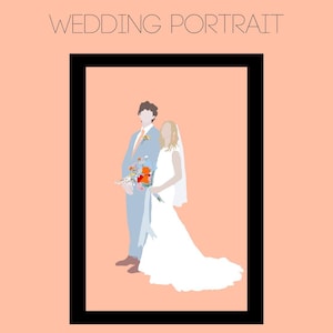 Retrato de casal minimalista e sem rosto personalizado para casamento