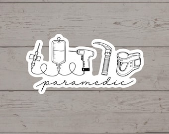 Paramedic Sticker | IV Fluid, IO Drill, Laryngoscope, C-Collar Decal