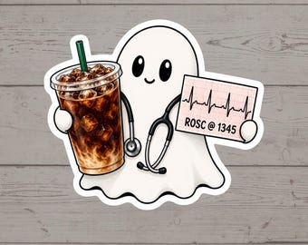 Post ROSC Vibes Sticker | EMS Coffee Ghost Decal | Paramedic EMT Sticker | First Responder Gift | Ambulance Crew Humor