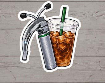 Coffee & Airways Sticker | EMS Intubation Decal | Laryngoscope Coffee Sticker | Paramedic Gift | EMT Humor Sticker