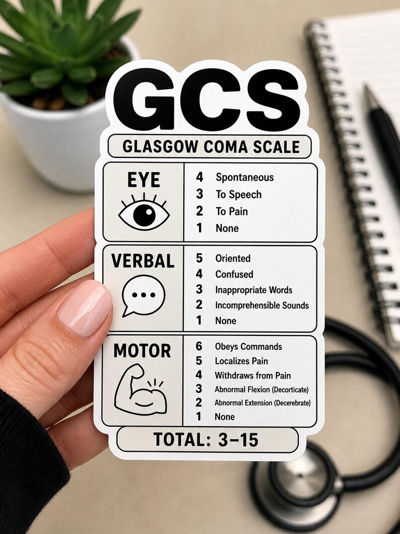 Glasgow Coma Scale Sticker – EMS, Nursing, Paramedic Reference Vinyl ...