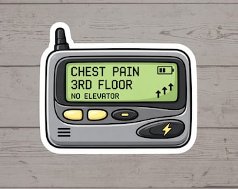 EMS Pager Sticker, Chest Pain 3rd Floor No Elevator Decal