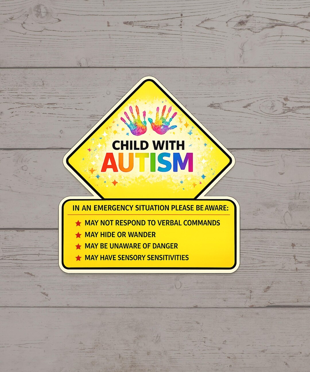 Child With Autism Alert Sticker | Emergency Safety Decal for Vehicles ...