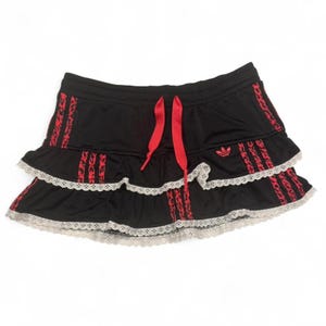 Black hot pink cheetah reworked Adidas mini ruffle skirt